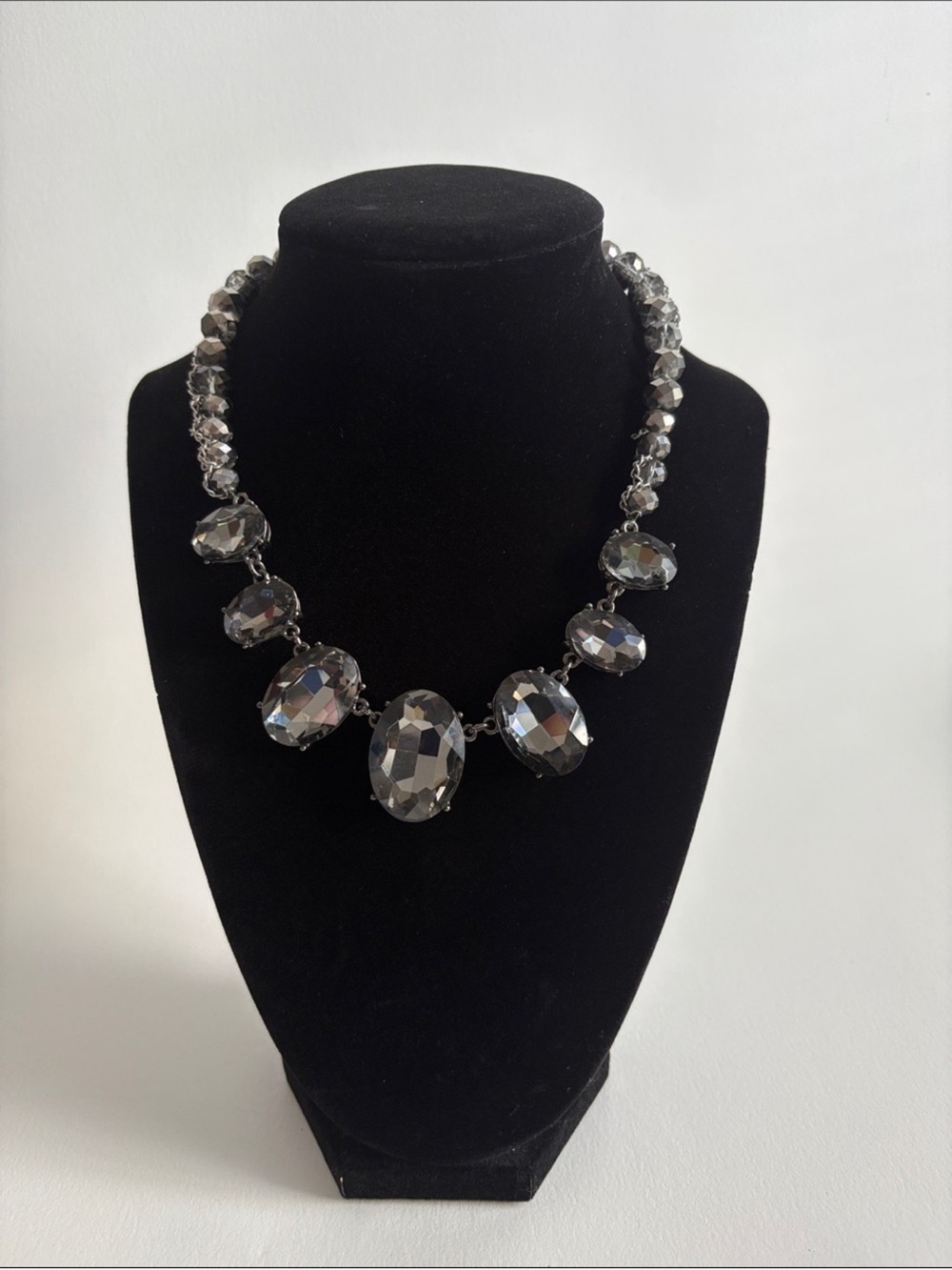 Statement Hematite Crystal Bib Necklace - Elegant Women’s Jewelry